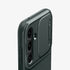 ACS05639 - Galaxy S23 Ultra Case Optik Armor in black showing the back with lens protector slot open